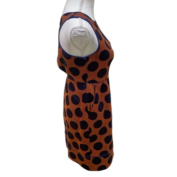 Maeve navy & rust dot sleeveless dress lined cross open back trim side zip sz 2 - Picture 9 of 13